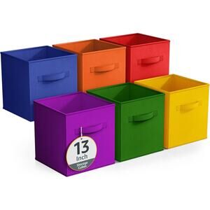 Sorbus 13" Storage Bins – Set of 6 Foldable Fabric Storage Cubes with Handles